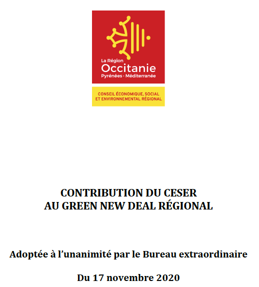 CONTRIBUTION DU CESER AU GREEN NEW DEAL RÉGIONAL